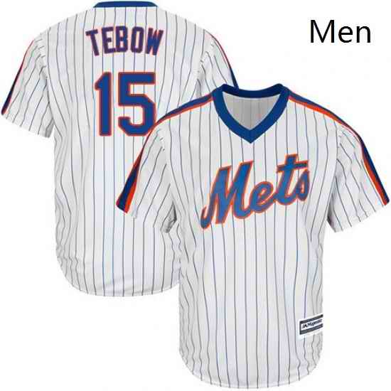 Mens Majestic New York Mets 15 Tim Tebow Replica White Alternate Cool Base MLB Jersey